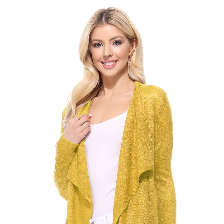 Cardigan a maniche lunghe con apertura frontale morbida e trasparente MK8080 per la vendita all'ingrosso da parte di Mak