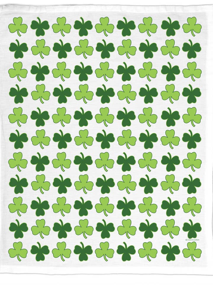 Kleeblätter, Bio-Baumwoll-Geschirrtuch - St. Patrick's Day für den Großhandel von Coast & Cotton