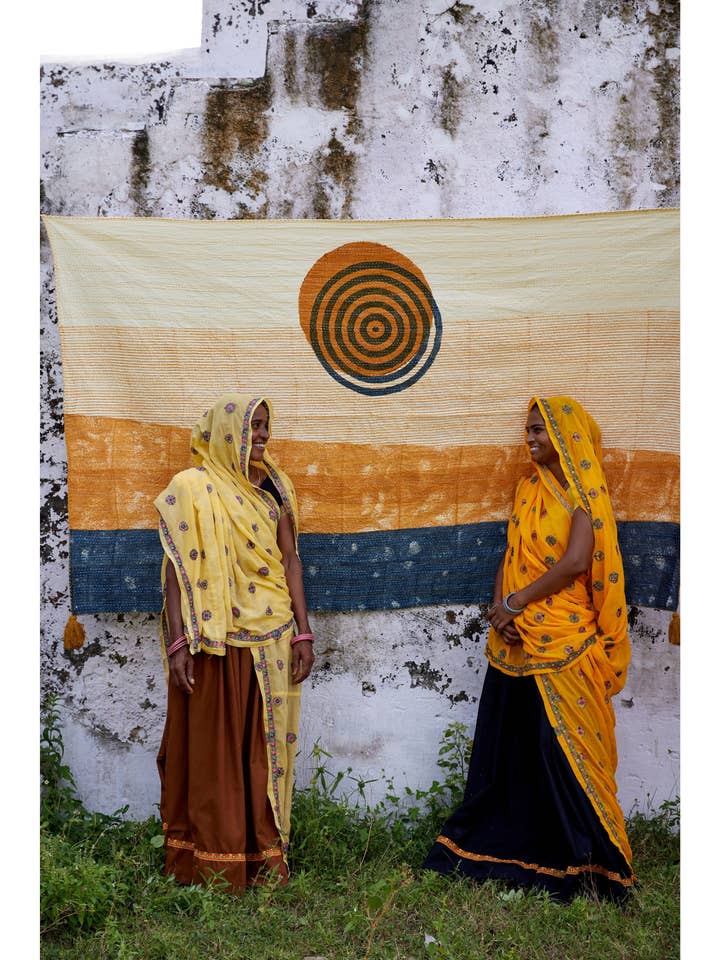 Spiral Linen Kantha Throw for wholesale by CQC LA