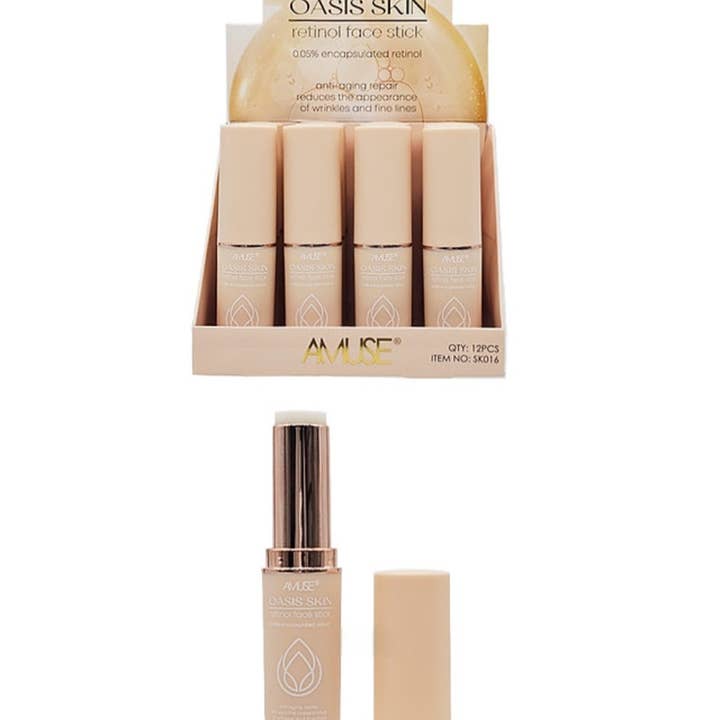 AMUSE Oasis Skin Retinol Face Stick 12 Count Display for wholesale by Majestic Wholesale