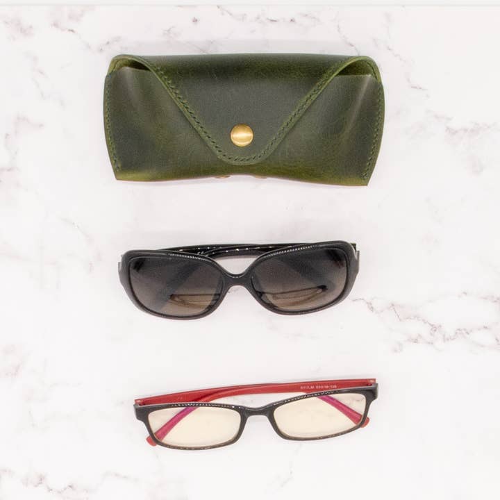 Leather Sunglass Case with Snap Closure for wholesale by Arbor Trading Post