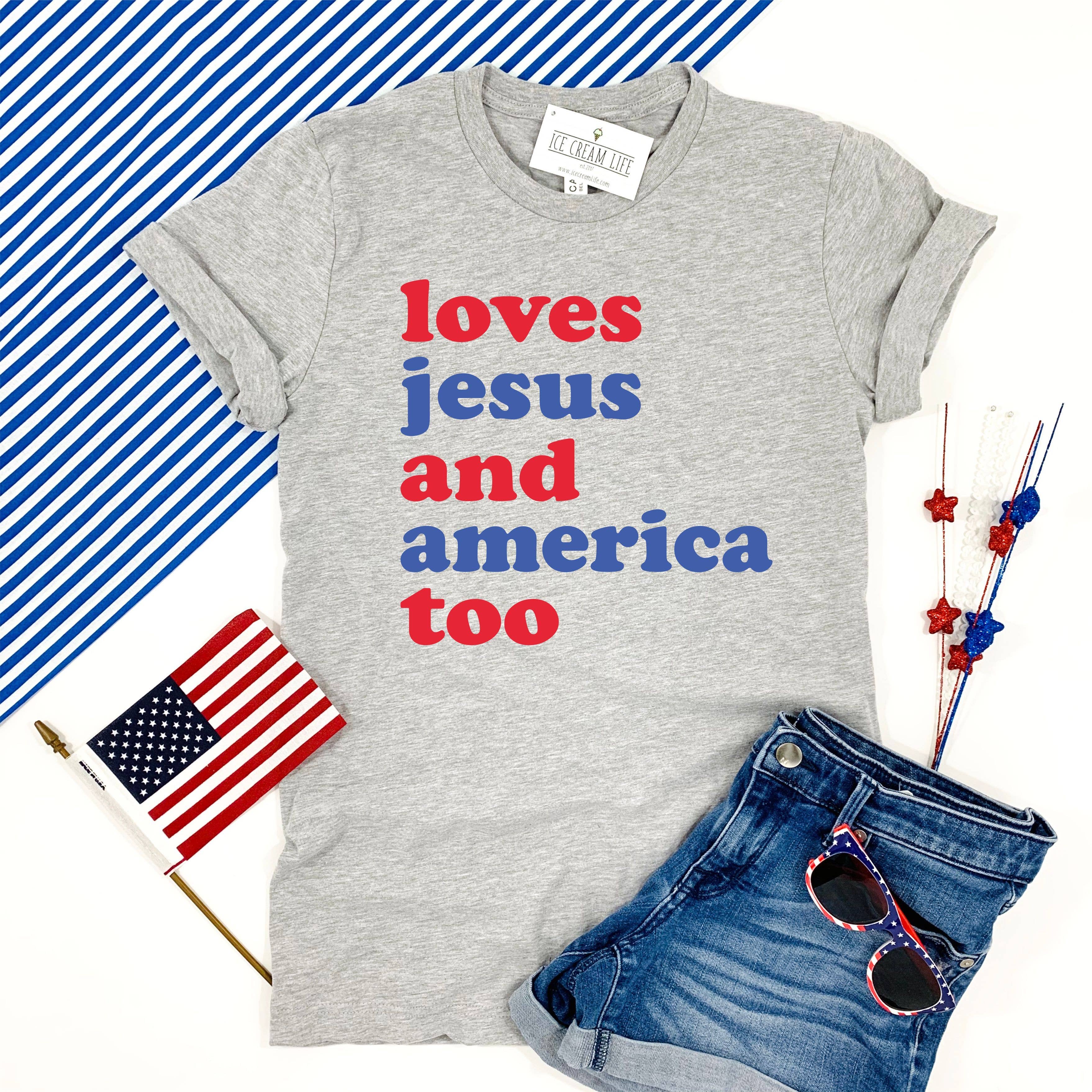 Ice Cream Life - Vente T-shirt sérigraphié – femme - LOVES JESUS AND AMERICA TOO - CHEMISE 4 JUILLET FEMME ADULTE0