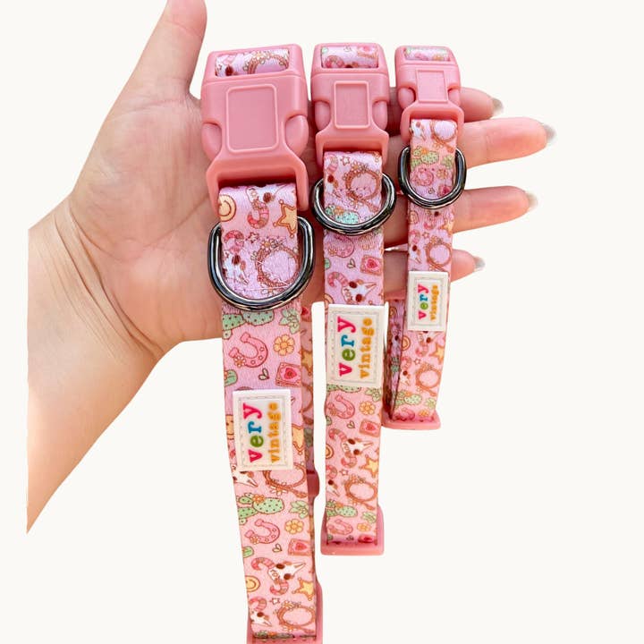 Very Vintage Designs - Wholesale Pet Collar - Dog - Pink Western Dog Collar – Cactus Cowgirl Lightweight Collar0