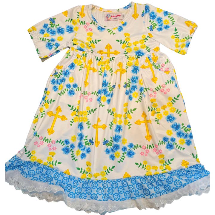 Girls Dress Golden Cross Lace Trim for wholesale by Yourself Expression