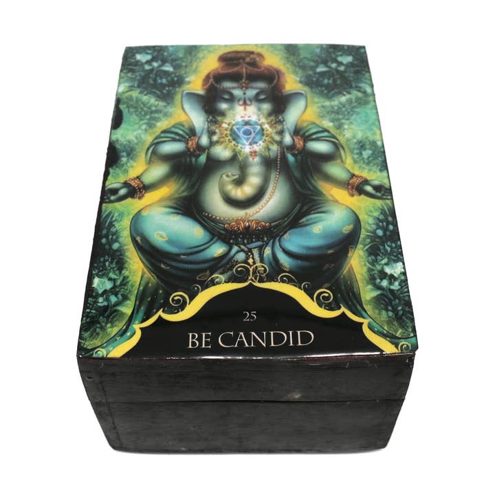 Scatola di legno portaoggetti (15 x 10 cm) - Ganesha nero per la vendita all'ingrosso da parte di Designs by Deekay Inc.