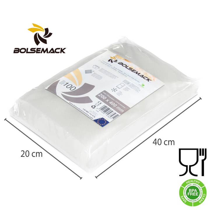 Sacchetti sottovuoto goffrati da 200x400mm (100 pz.) per la vendita all'ingrosso da parte di Bolsemack