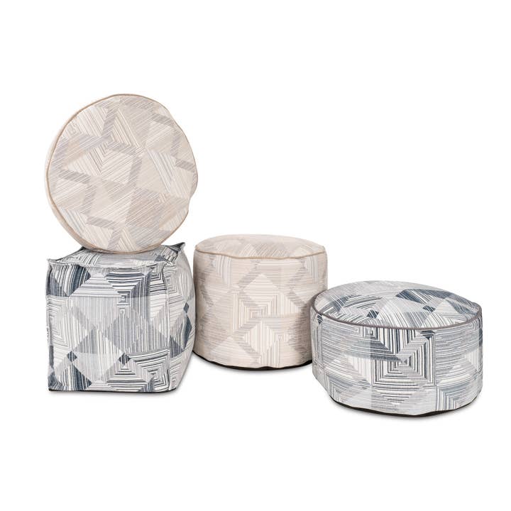 Collezione di Pouf con Motivo Prisima per la vendita all'ingrosso da parte di Howard Elliott on Faire