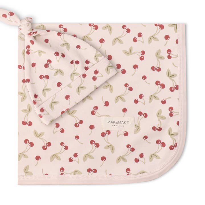 Organic Swaddle Blanket - Cherry for wholesale by Makemake Organics
