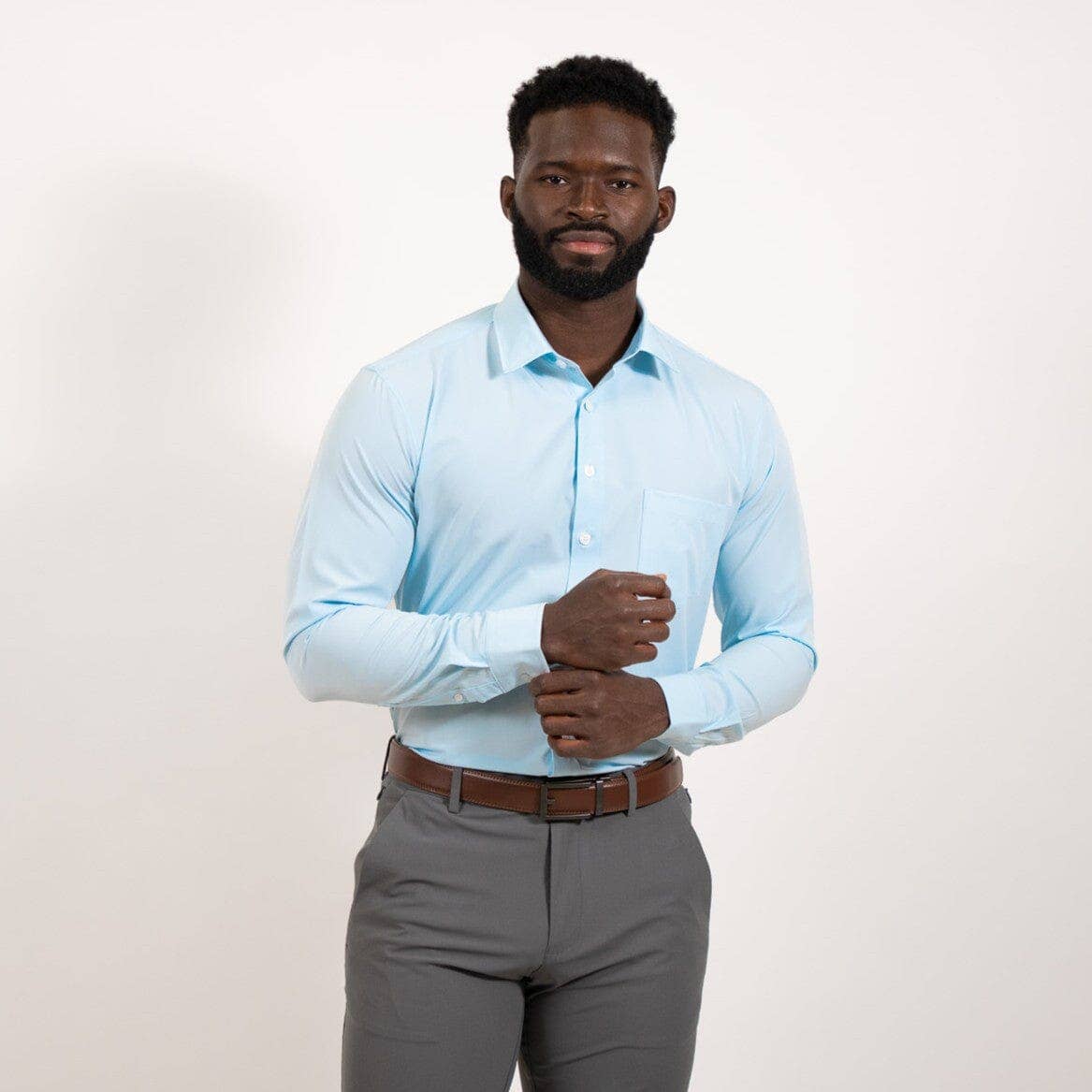 Tough Apparel - Wholesale Button Down Shirt - Men's - Blue Hustle Dress Shirt - Long Sleeve3