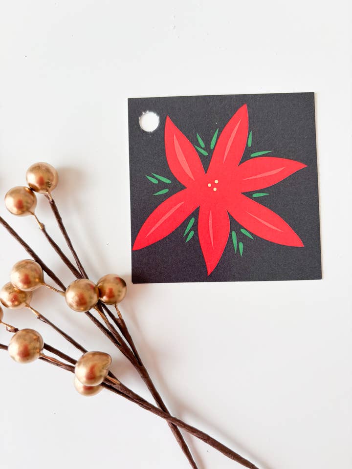 Étiquette cadeau Poinsettia pour la vente par Happiernotes