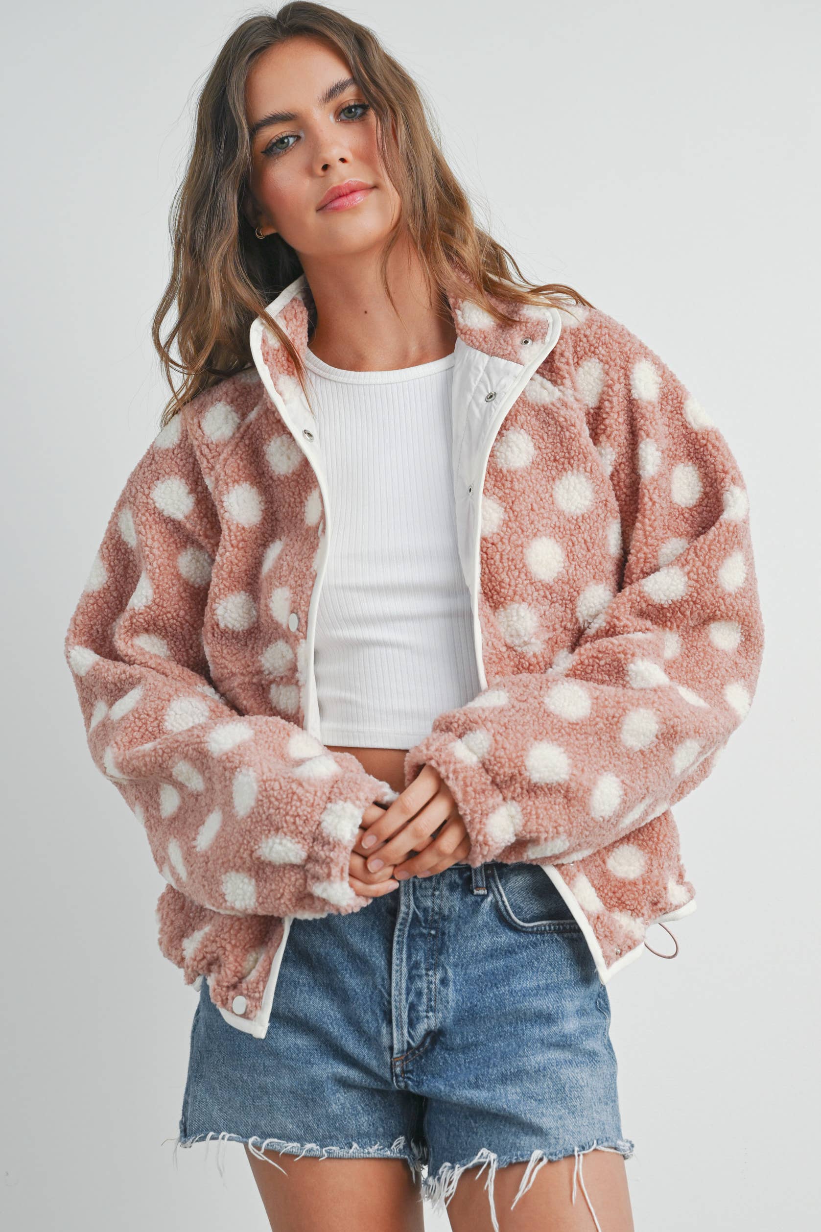BUTTERMELON - Wholesale Jacket - Women's - Fall/Winter Polka Dot Button Down Jacket - BMJ74209