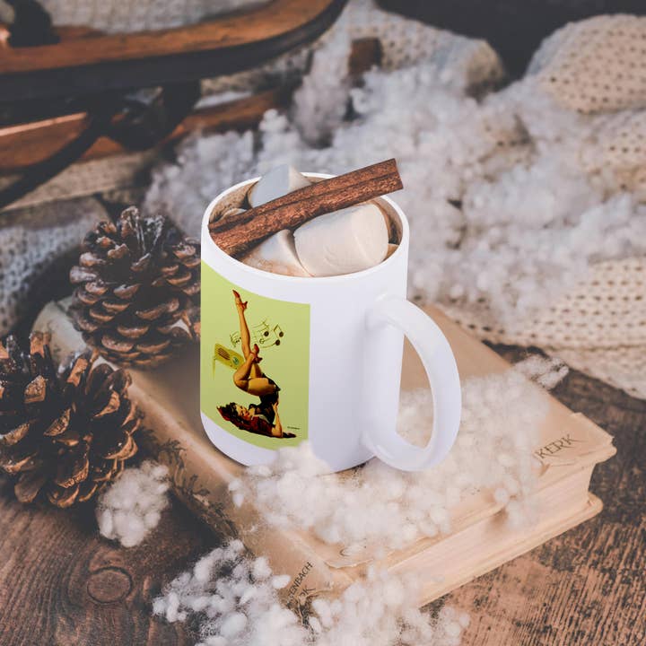 3dRose - Wholesale Coffee Mug - 3dRose, Print of Elvgren Pinup Loving That Music With Old Radio, Mug11