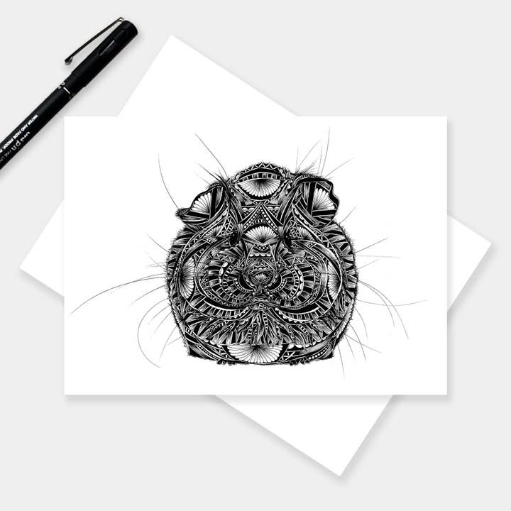 Guinea Pig Art Card for wholesale by Pia Elliot Art