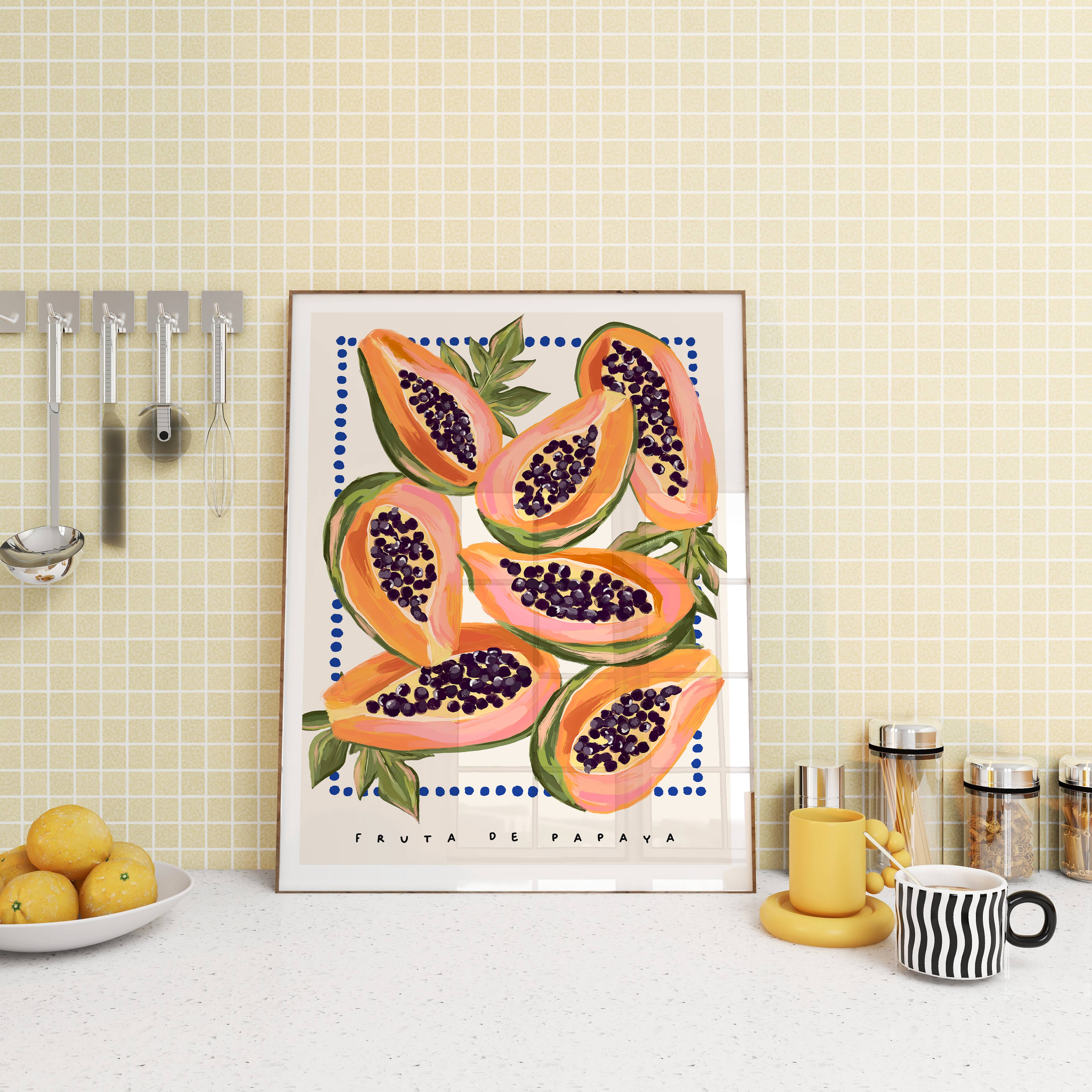 Elizabeth Rachael - Wholesale Art Print - Papaya Art Print Fruit Illustration4