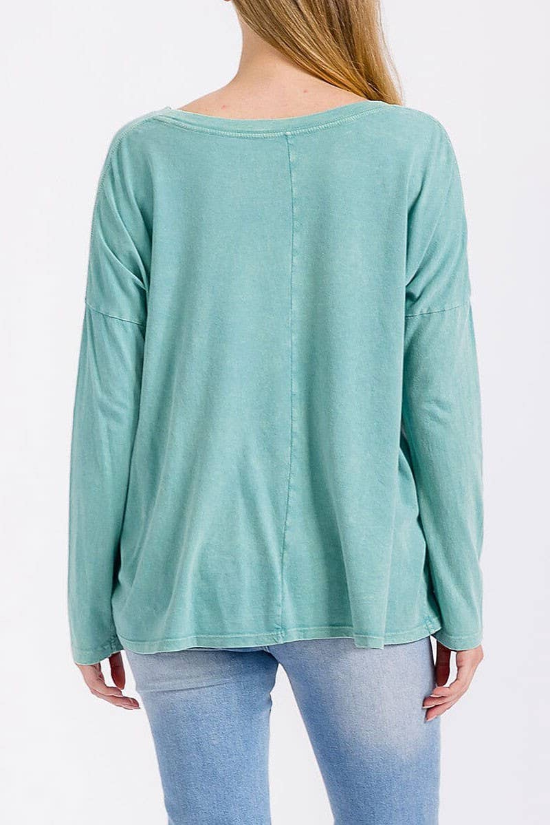 ROUSSEAU - Wholesale Screen Printed T-Shirt - Women's - MINERAL WASHED GRAPHIC PRINT  LOOSE FIT TOP7