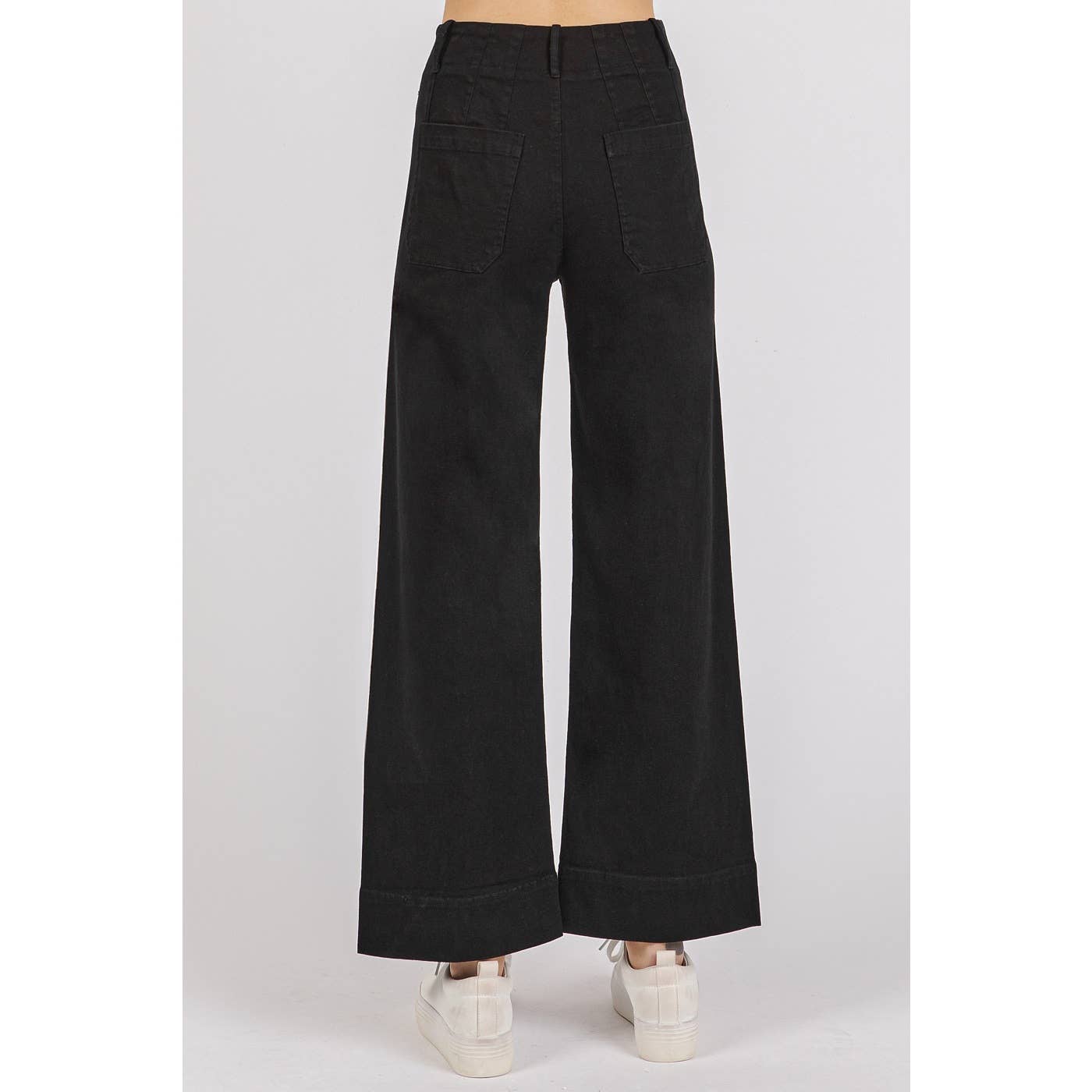 mittoshop - Wholesale Pants - Women's - TWILL PATCH POCKET HIGH RISE WIDE LEG PANTS8