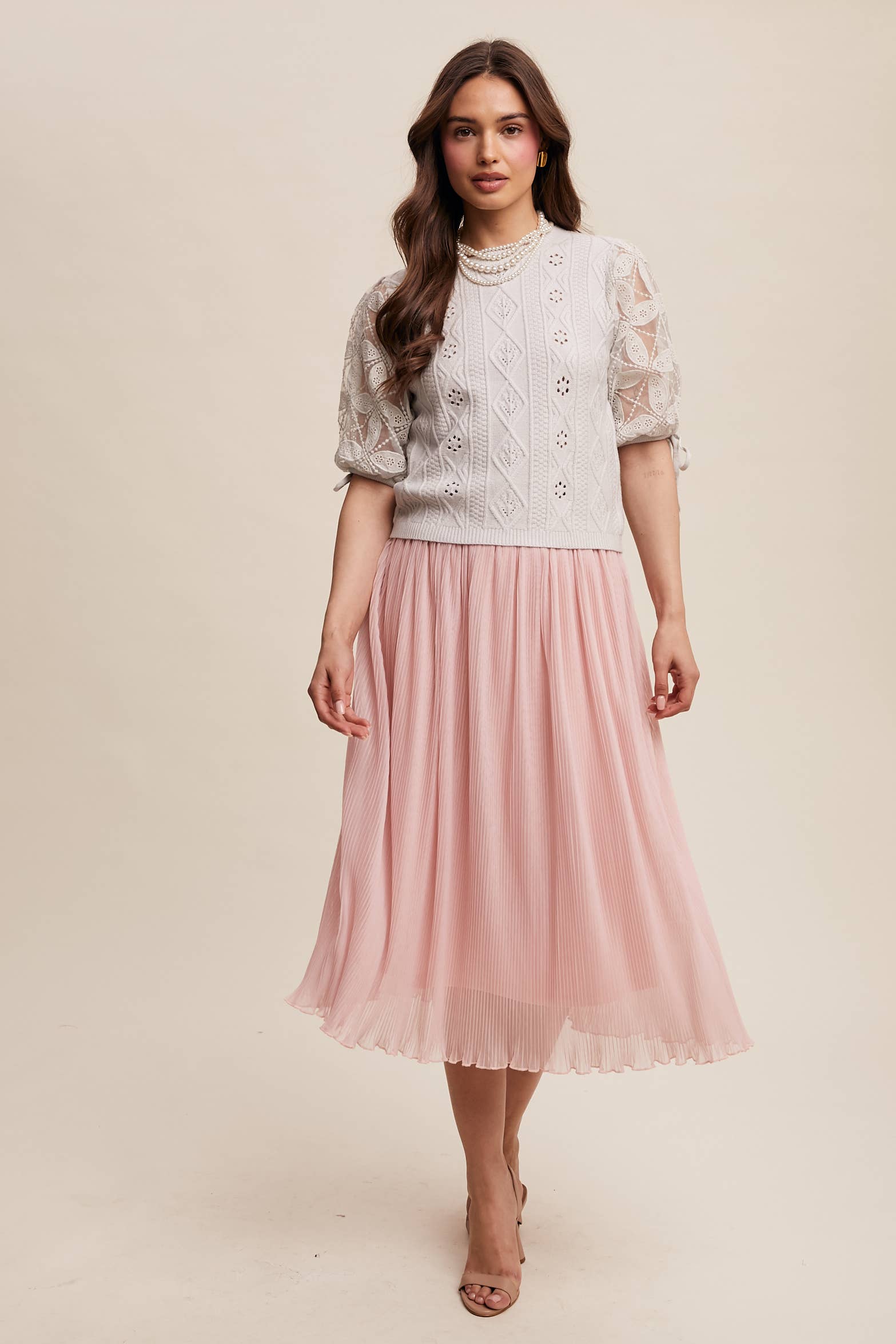 Listicle – Pulôver - Mulher por atacado – Top de Malha com Mangas Bufantes e Ilhós48