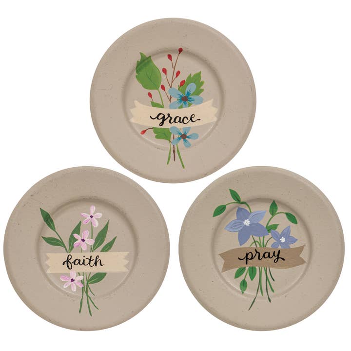 Faith Pray Grace bloemborden, 3 stuks voor wholesale door The Hearthside Collection
