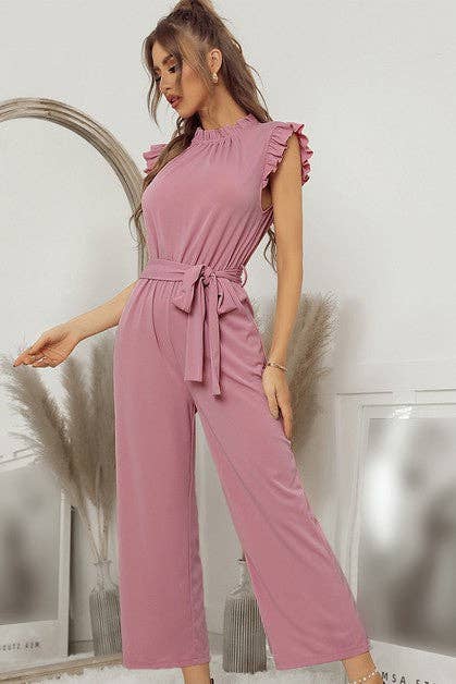 Supreme Fashion - Wholesale Jumpsuit - Women's - Mock Neck Sleeveless Ruffle Jumpsuit2