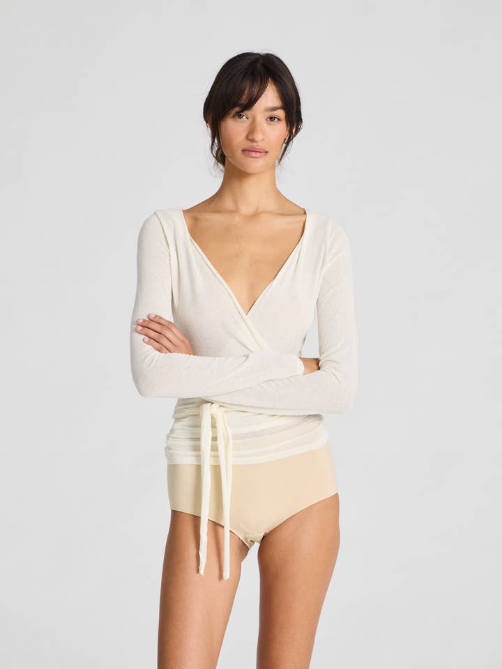 Anne Wool Wrap Top - Off White for wholesale by gai-lisva