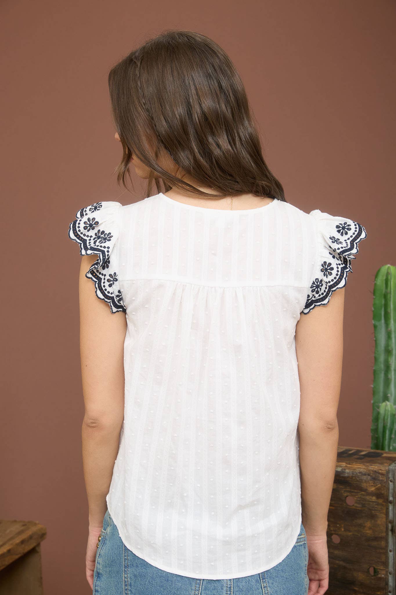 Blu Pepper – wholesale Blouse – Women’s – STRIPE CLIP DOT CONTRAST FLORAL SLEEVE BLOUSE12