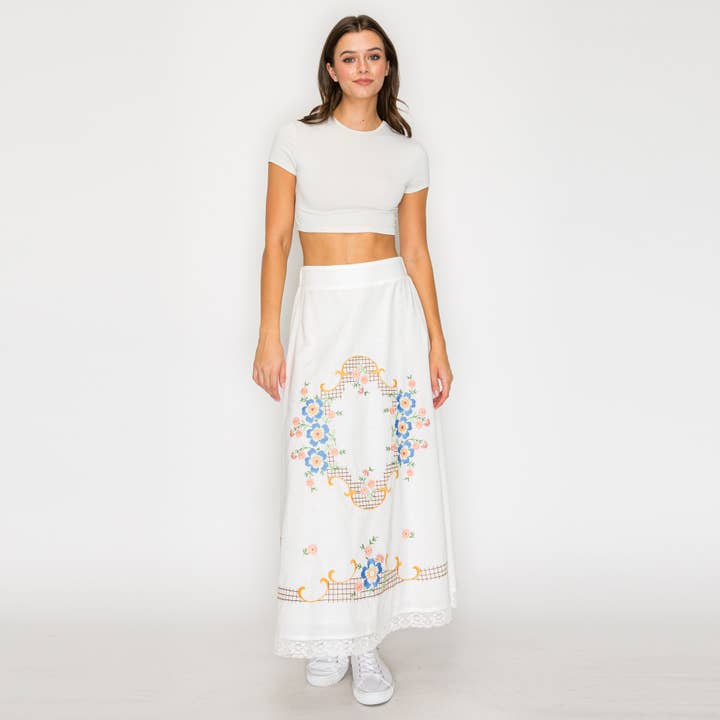 Saia Midi Bordada Heirloom Garden - LWK1304 por atacado de LoveWednesday