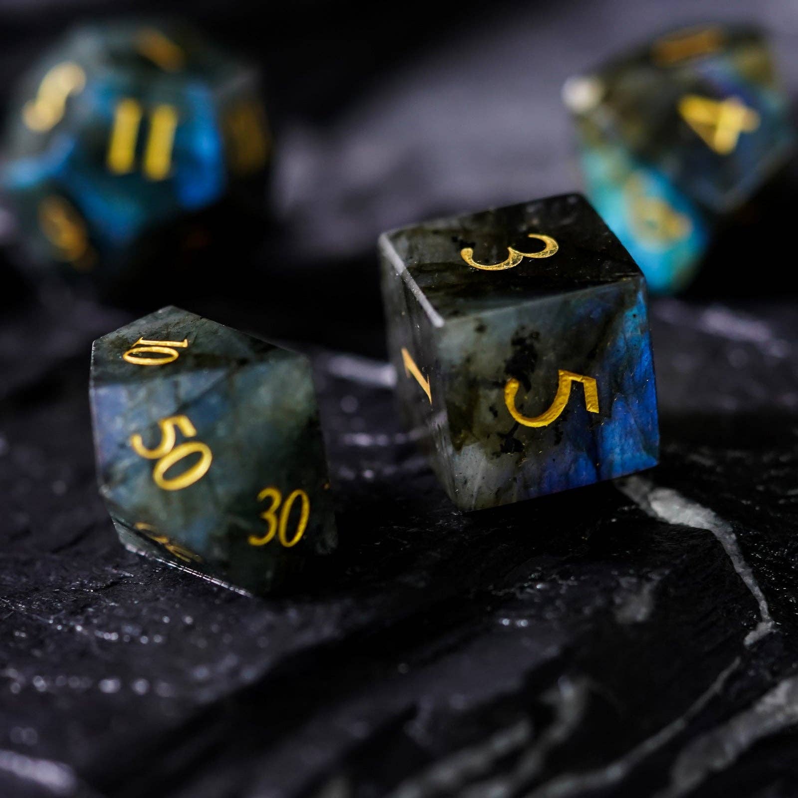 Geek Therapeutics - Wholesale Dice - Labradorite Gemstone Dice Set4