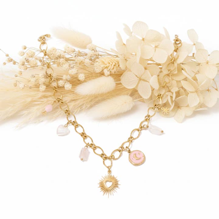 Halsband med Rosenkvarts och Bergkristall för wholesale av Produtos Namasté