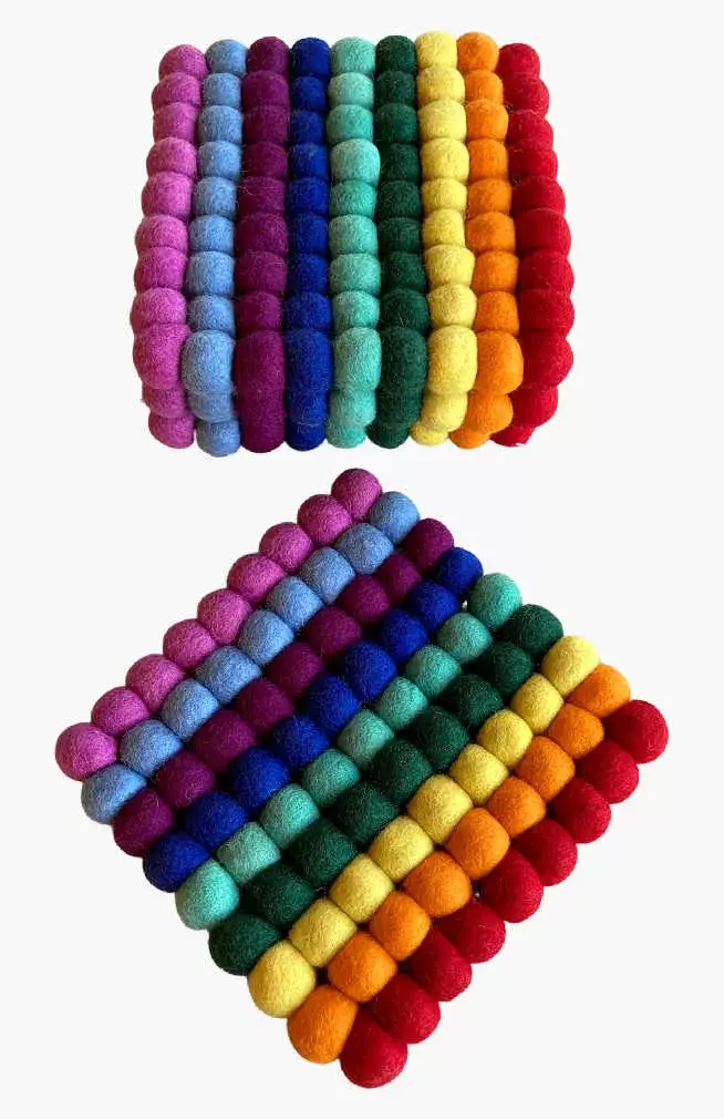 Ganesh Himal Trading - Wholesale Trivet - Square Felt Ball Trivet2