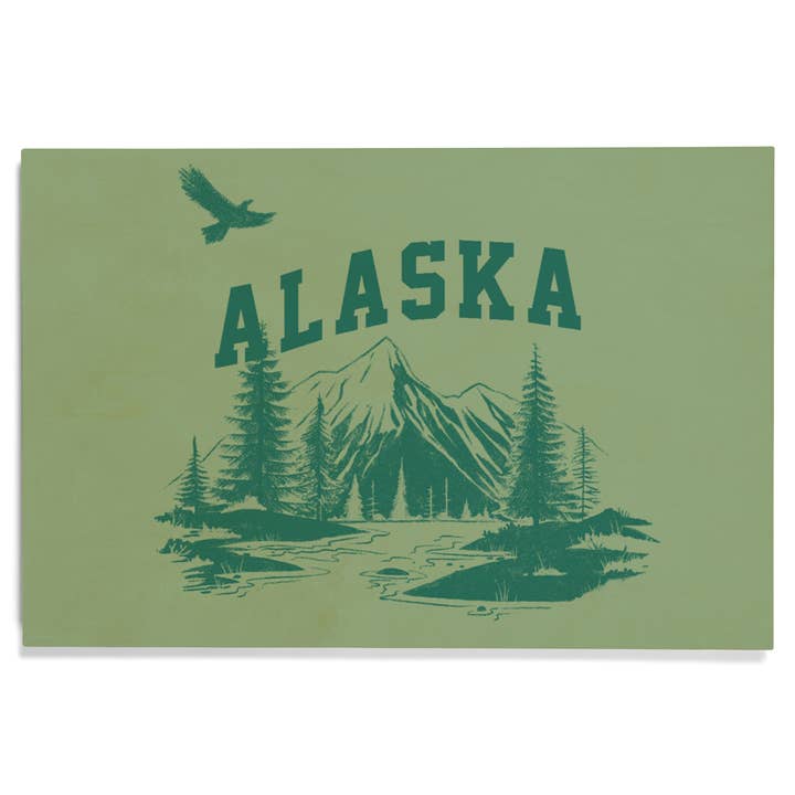 PREMIUM WOOD SIGN Alaska, Sketchbook, Mountainscape for wholesale by Lantern Press