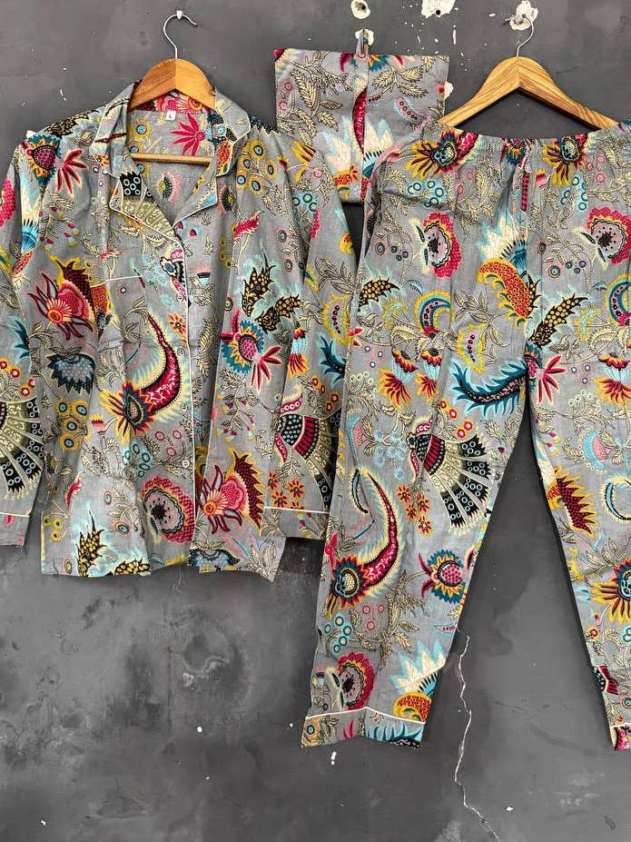 bhavnas boutique - Wholesale Sleepwear Set - Women's - Paisley Printed Cotton Dress Summer Dress Night Suit PJ Sets2