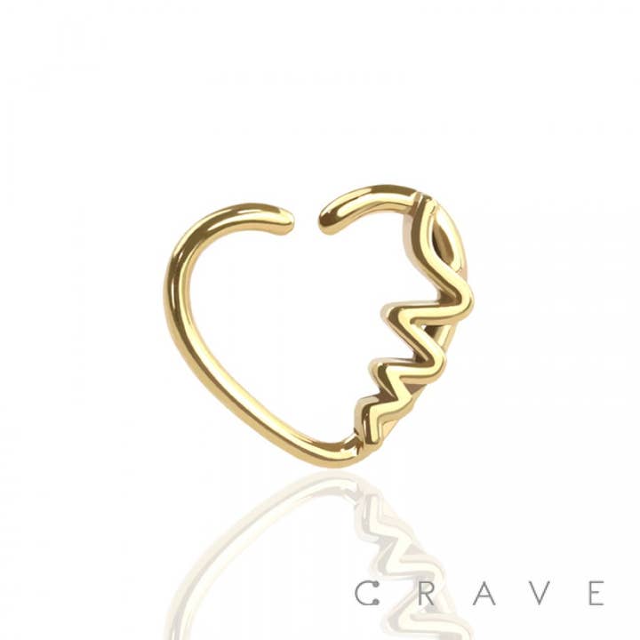 CRAVE BODY JEWELRY - Wholesale Single Earring - HEART BEAT PULSE LEFT & RIGHT HEART EAR CARTILAGE RINGS