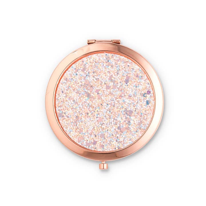 Weddingstar Inc. - Wholesale Compact Mirror - Rose Gold Glitter Compact Mirror