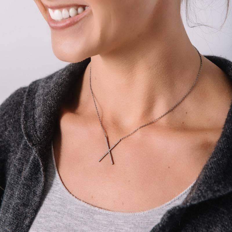 Ashley Schenkein Jewelry Design - Wholesale Pendant/Charm Necklace - Brooklyn Diamond Pavé X Necklace1