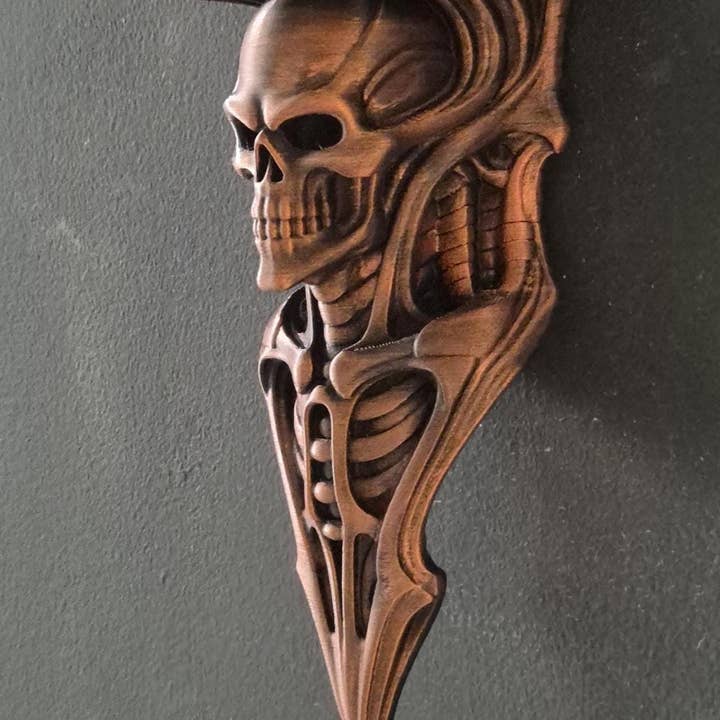 Mensola da parete con scheletro gotico – Finitura in rame antico – Arredamento per la casa dark fantasy e horror per la vendita all'ingrosso da parte di 3DijkstraFinds