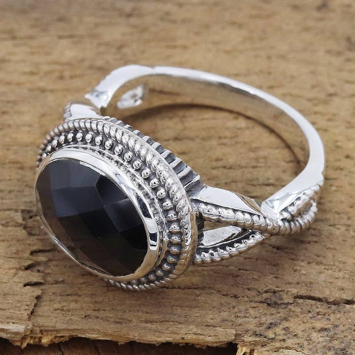 Black Onyx Ring: 925 Sterling Silver Boho Vintage Jewelry for wholesale by Jay Jools