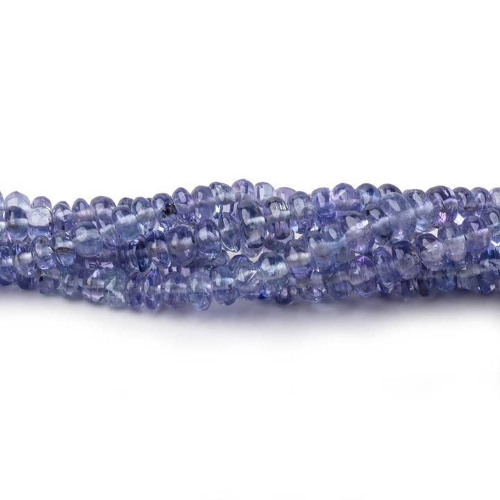 3-4.5mm Tanzanite Plain Rondelle Beads 18 inch 242 pieces for wholesale by Beads of Cambay