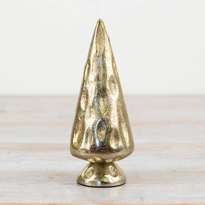 Albero in Metallo Grezzo Martellato Oro 15cm per la vendita all'ingrosso da parte di Gainsborough Giftware x Portland Living