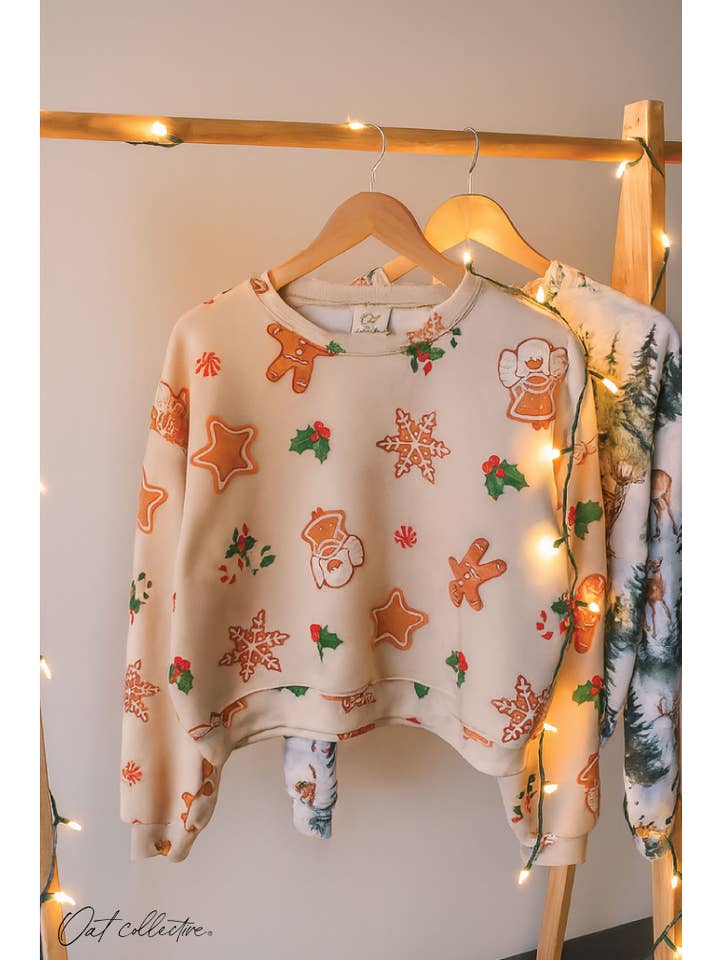 OAT COLLECTIVE - Wholesale Lounge Set - Women's - ALL OVER PRINT CHRISTMAS Cropped Sweatshirt 3