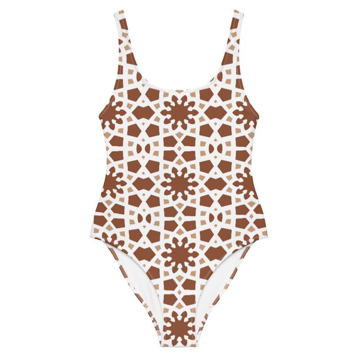 One-Piece Swimsuit - Arabesque Boho Chocolate for wholesale by The Shamal