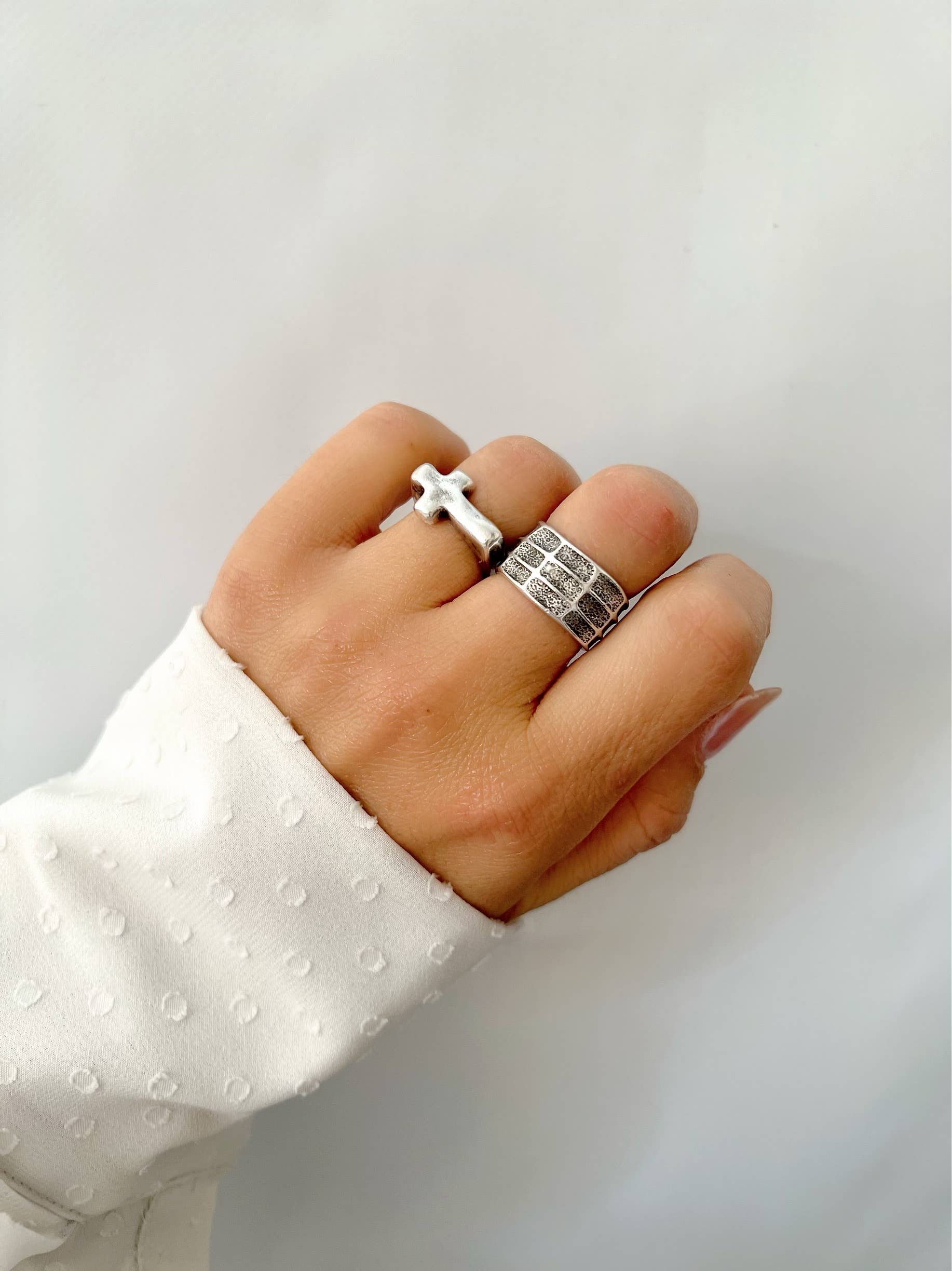 Christina Christi - Wholesale Band/Stacked Ring - Silver Cross Ring, Boho Rings, Stackable Ring3