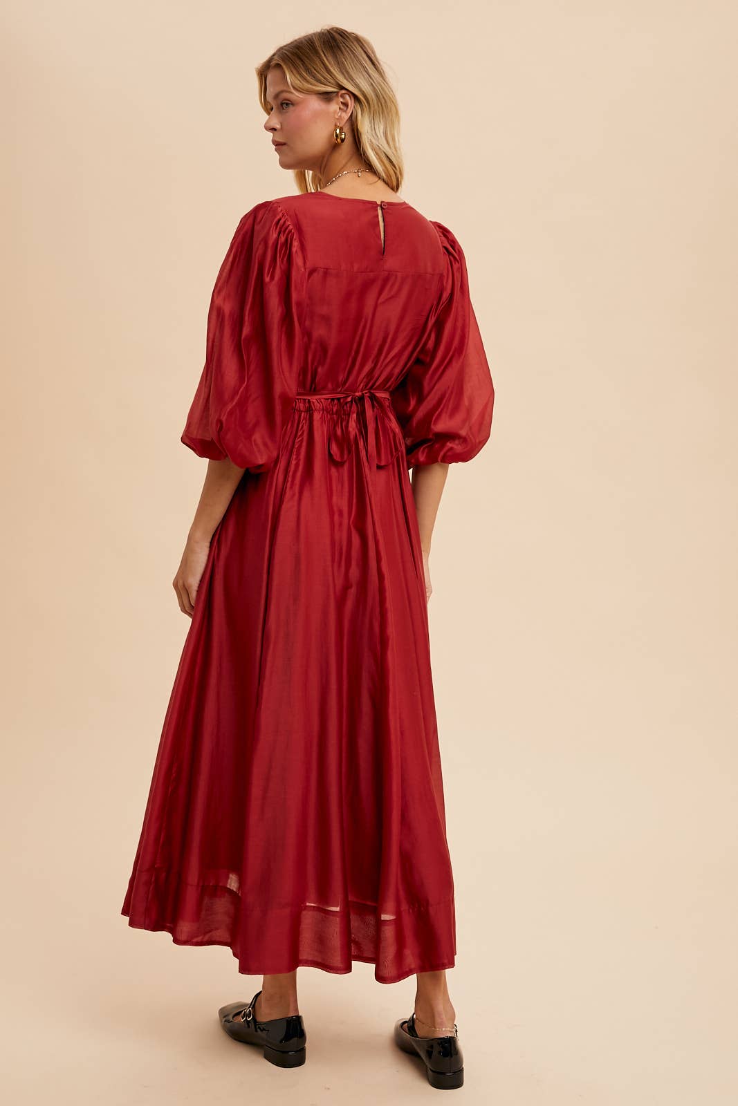 In Loom - Vente Robe – femme - Robe évasée en Tencel avec manches bouffantes9