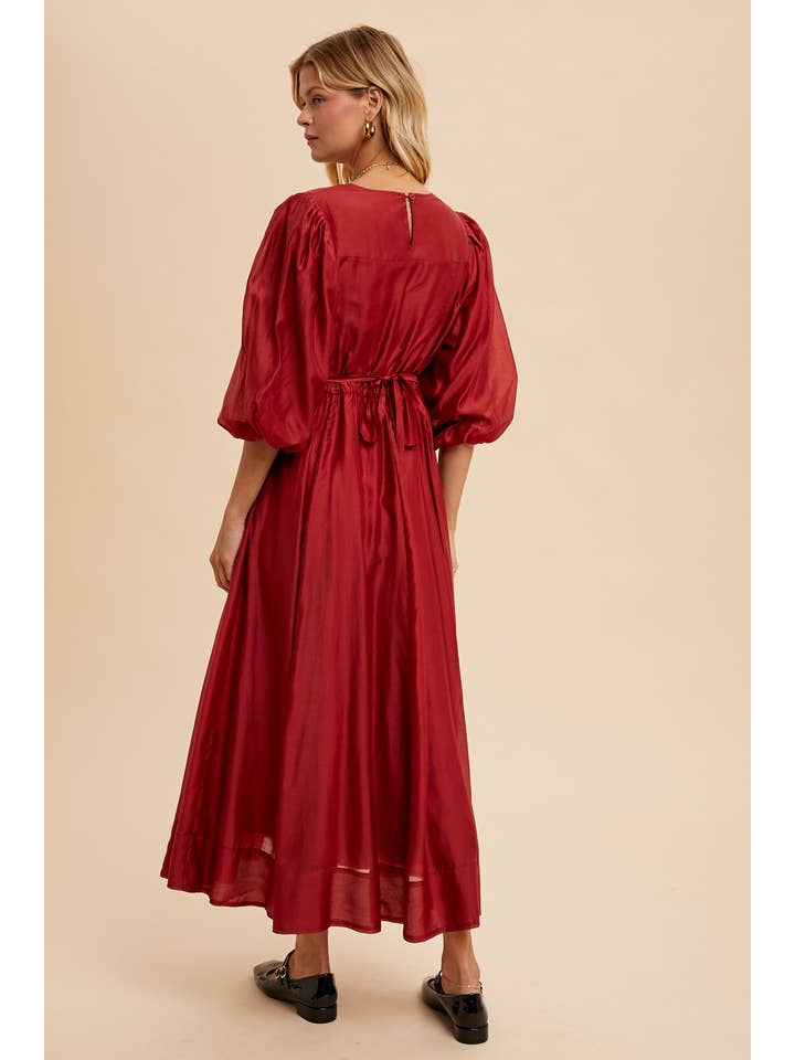In Loom - Vente Robe – femme - Robe évasée en Tencel avec manches bouffantes9