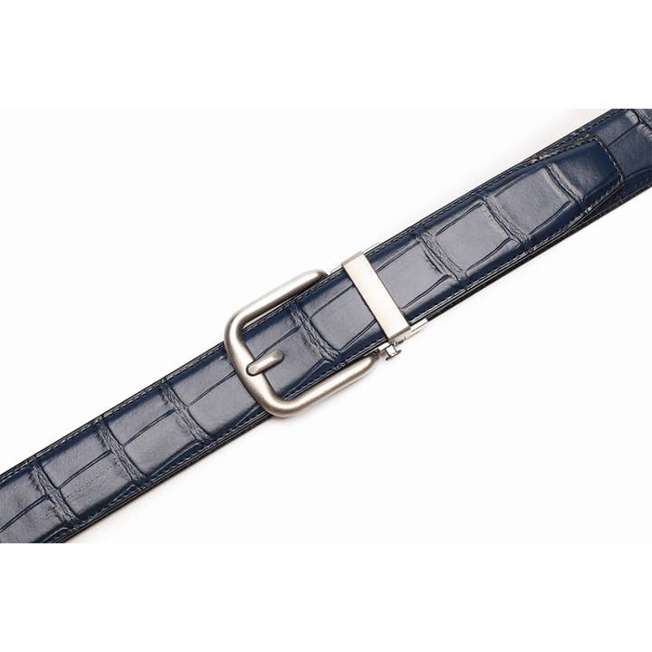 navy Calfskin Genuine Alligator Grain Embossed Belt -LA2112C-Navy for wholesale on Faire3