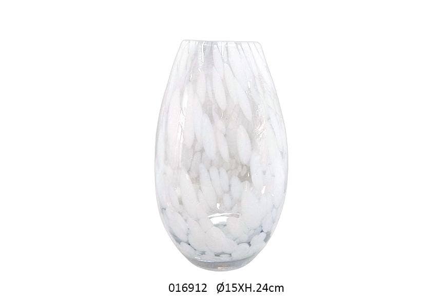 Faye - Wholesale Vase - 'Iconic' Speckled White Vase Gm Ø15 X H.24 cm0