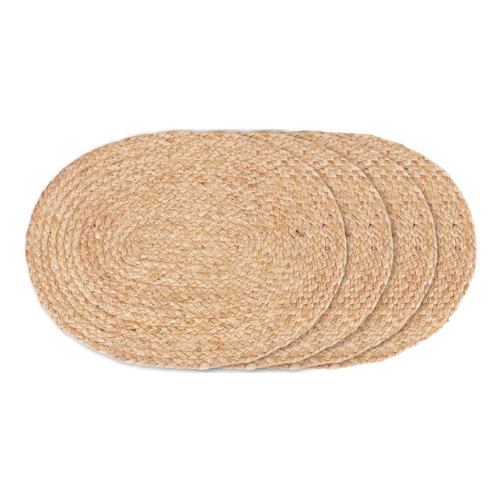 Bombay Platzset aus geflochtener Jute, oval, naturfarben, 35 x 45 cm, 4er-Set für den Großhandel von House Nordic