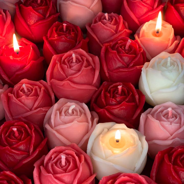 3 Pack Multicolor - Rose Scented Molded Candle for wholesale by Boujee Bee