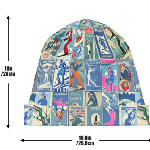 Sofs Designs - Wholesale Beanie - Women's - Beanie with unique vintage woman skiers graphic.