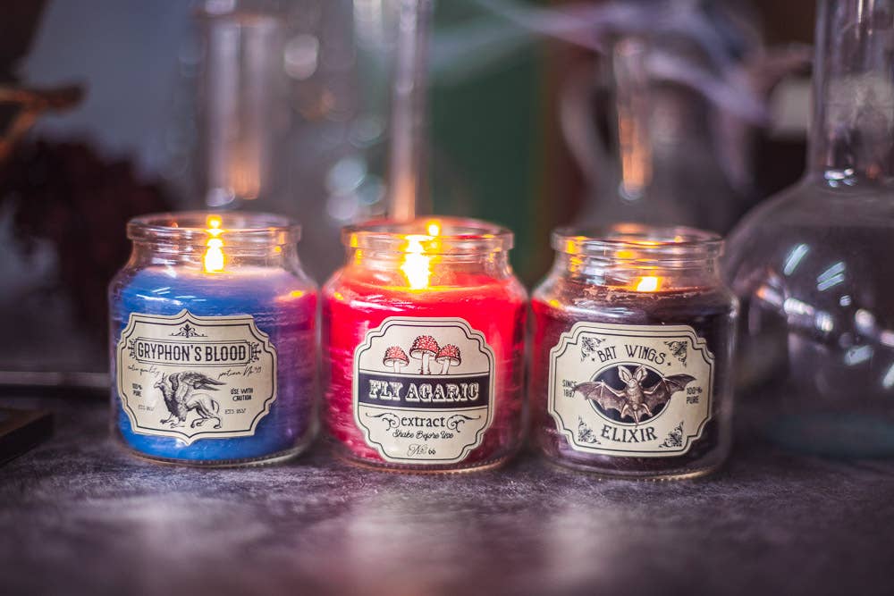 Costurero Real - Wholesale Jar/Filled Candle - Halloween Decor Potion Candle Apothecary Witch Mushrooms5