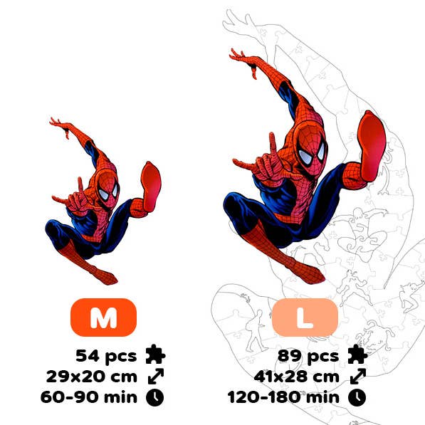 Max Woody™ - Wholesale Puzzle - Kids - Wood Jigsaw Puzzle Unique Shapes Spider Man L Size